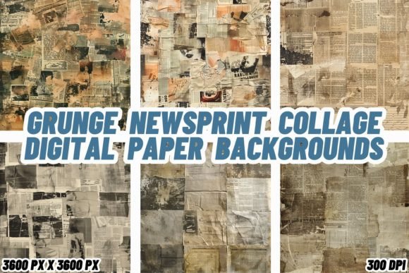 Download Grunge Newsprint Collage Digital Paper - Premium Resources