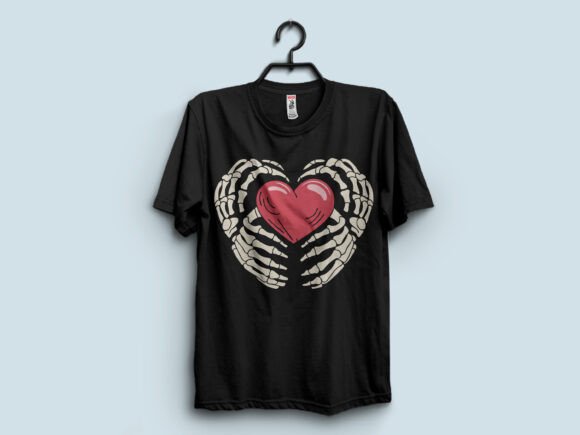 Download Heart with Skull Hand T-shirt Design - Premium Resources